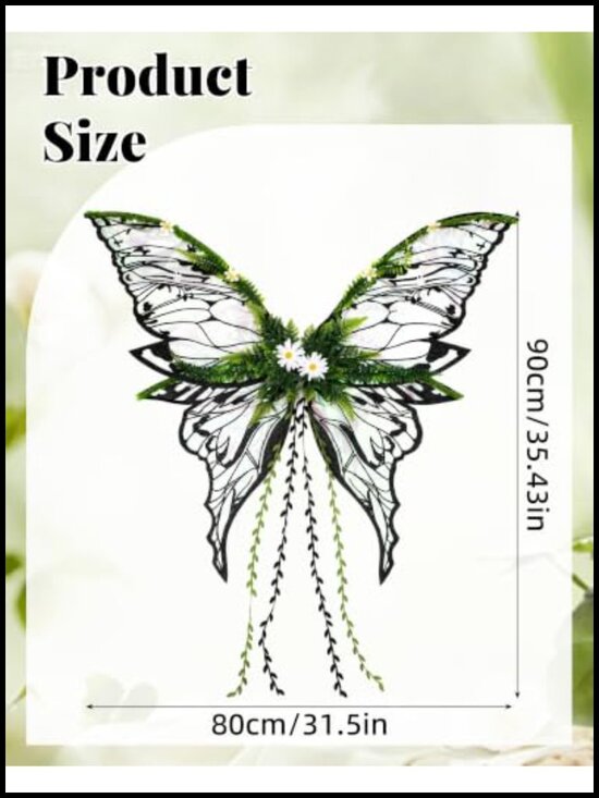 Fairy Wings Adult Women Butterfly Wings with Flower Vine Tassel Organza main image 5